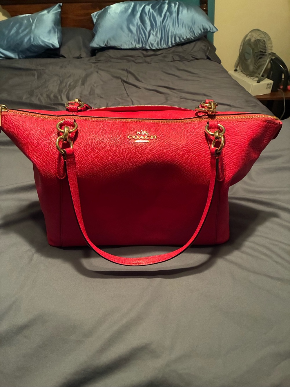 Coach Saffiano Leather Tote with Gold Hardware